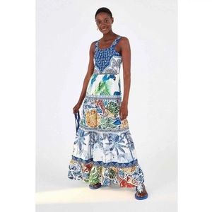 NWT FARM Rio Anthropologie Valerie Tiered Maxi Dress Size Large